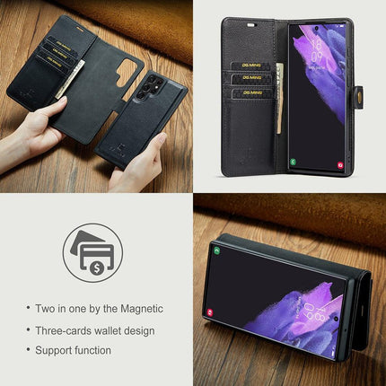 DG.MING Magnetic Wallet Case Compatible withSamsung Galaxy S22 Ultra Black 2-in-1.