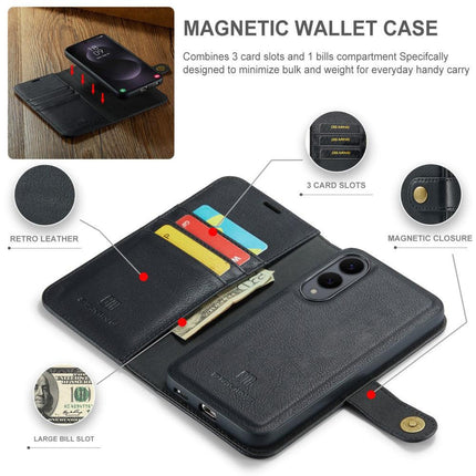 Magnetic Wallet for Compatible with Samsung Galaxy S25 Edge Black Case 2-in-1 with Card Holder.