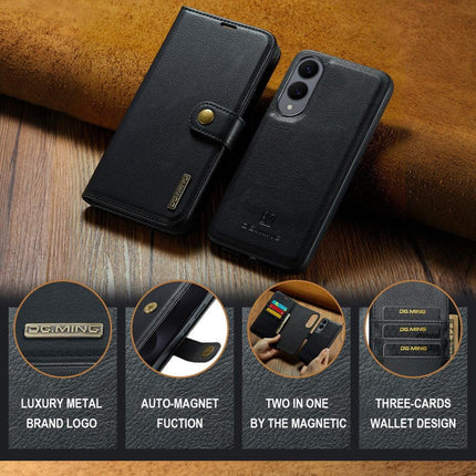 Magnetic Wallet for Compatible with Samsung Galaxy S25 Edge Black Case 2-in-1 with Card Holder.