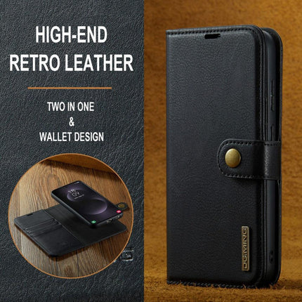 Magnetic Wallet for Compatible with Samsung Galaxy S25 Edge Black Case 2-in-1 with Card Holder.