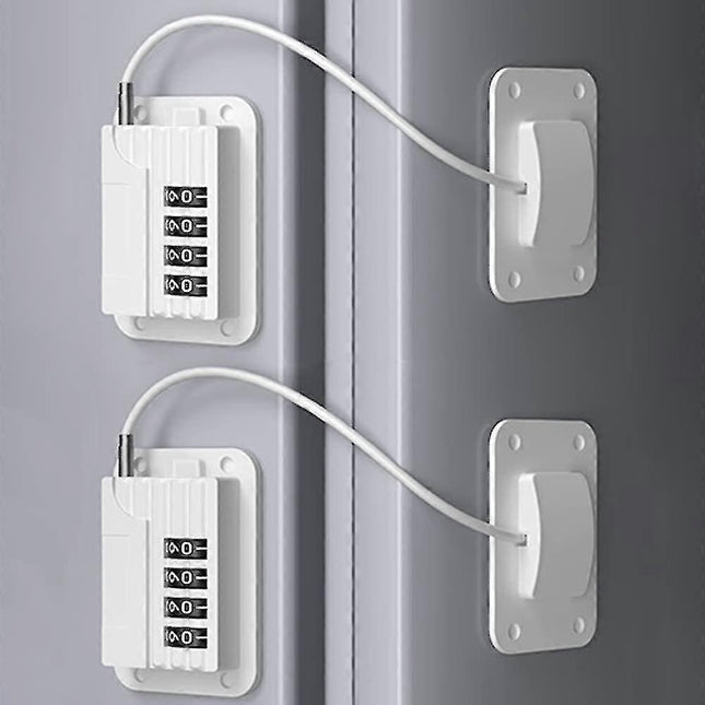 Refrigerator Safety Lock Self-Adhesive Combination Lock White Pack for Adults Compatible with Electric Mini Fridge.