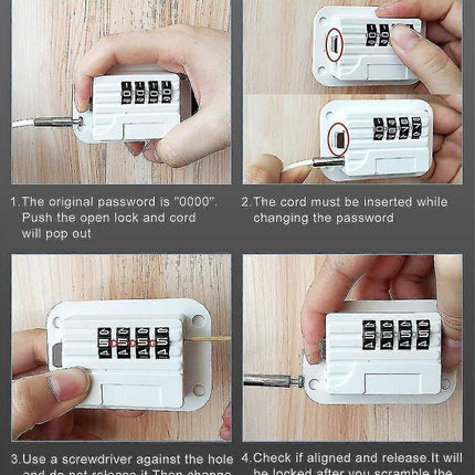 Refrigerator Safety Lock Self-Adhesive Combination Lock White Pack for Adults Compatible with Electric Mini Fridge.