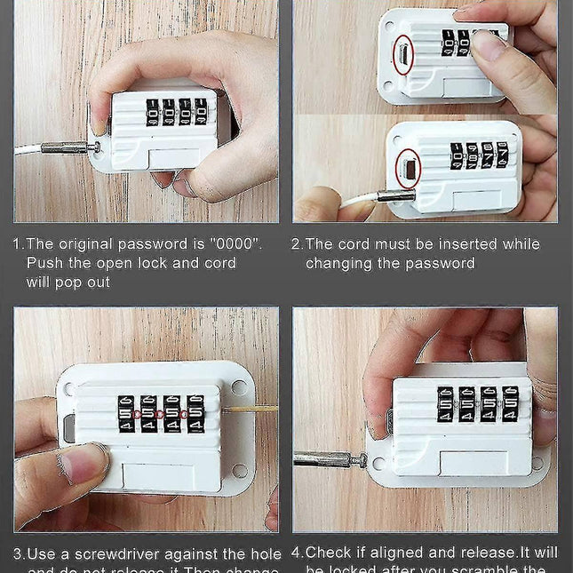 Refrigerator Safety Lock Self-Adhesive Combination Lock White Pack for Adults Compatible with Electric Mini Fridge.