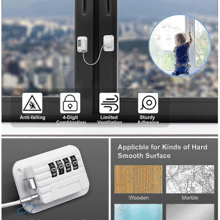 Refrigerator Safety Lock Self-Adhesive Combination Lock White Pack for Adults Compatible with Electric Mini Fridge.