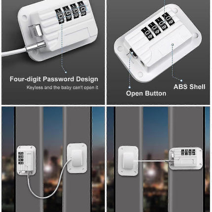 Refrigerator Safety Lock Self-Adhesive Combination Lock White Pack for Adults Compatible with Electric Mini Fridge.
