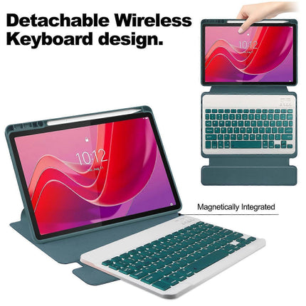 Lenovo Tab M11 Xiaoxin Pad 11 2024 Tablet Cover with Bluetooth Keyboard Stand PU Acrylic Case Compatible with Lenovo Multicolor Style C.