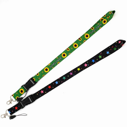 Smooth Sunflower, Stars Lanyard Black.