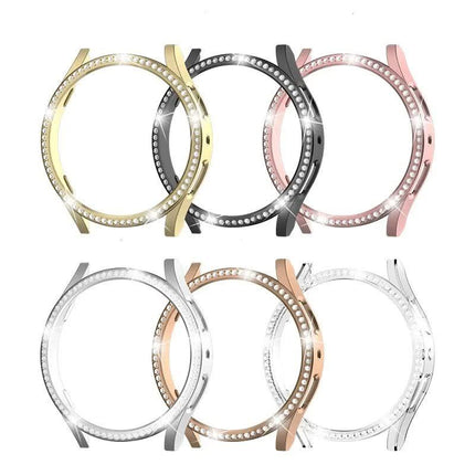 Compatible with Samsung Galaxy Watch 6 5 4 40mm 44mm Case PC Clear Bumper with Diamond Coating for Single Row Shiny Protection.