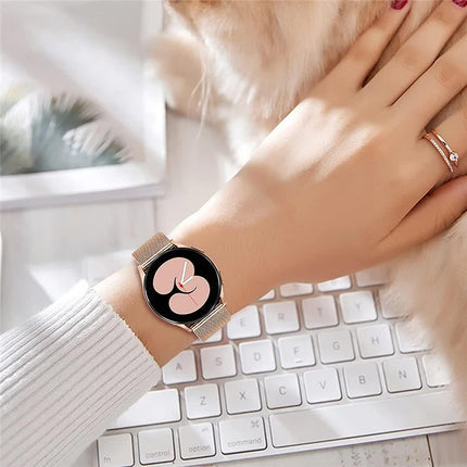 Mesh Loop Stainless Steel Strap Bling Case Gold Set Compatible withSamsung Galaxy Watch 4 5 6 40mm 44mm.