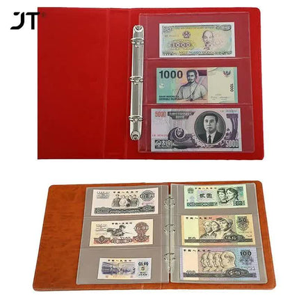 10 pcs/1 pc 3-compartment loose leaf banknote album page collector holder 1pc 3-slot 80x177mm.