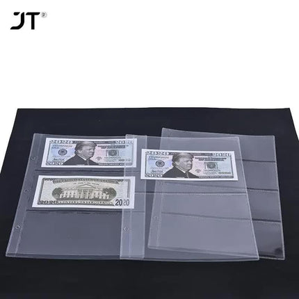 10 pcs/1 pc 3-compartment loose leaf banknote album page collector holder 1pc 3-slot 80x177mm.