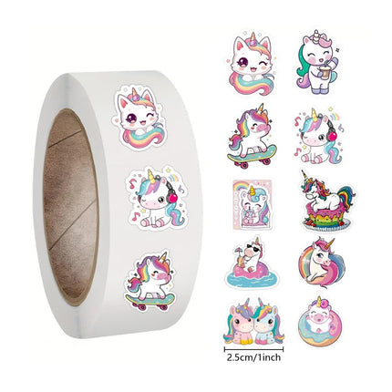500pcs Cartoon Animal Roll Stickers Bee Horse Dog Chicken Frog Unicorn Notebook Stickers Waterproof Self-adhesive Paper with Hefe Frog.