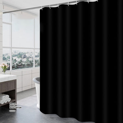Black Waterproof Mildew Resistant Solid Color Shower Curtain.