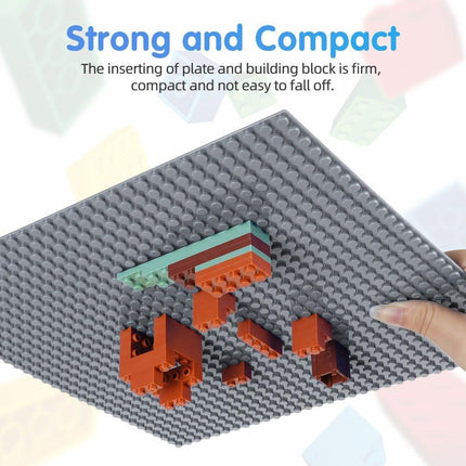 Building Plate, 4 pieces of classic base plates, 25.5 x 25.5 cm, base plate, compatible with all major brands, building toys for children 4 pieces light gray.
