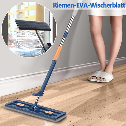 360 Degree Rotatable Mop for Hardwood Floors, Compatible with Microfiber Pads, Blue + 2 Pads.