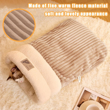 Cozy Cat Sleeping Bag Warm Washable Pet Bed Gray Size L 34x20x20cm.