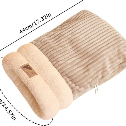 Cozy Cat Sleeping Bag Warm Washable Pet Bed Gray Size L 34x20x20cm.