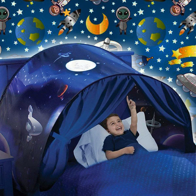 Bed Tent for Kids, Space Tent for Boys, Pop Up Play Tent.