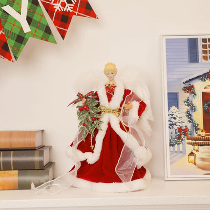 Christmas Tree Angel Tops Decorative Ornaments with White Feather Wings.