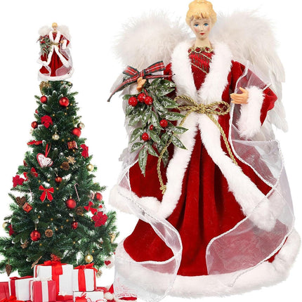 Christmas Tree Angel Tops Decorative Ornaments with White Feather Wings.