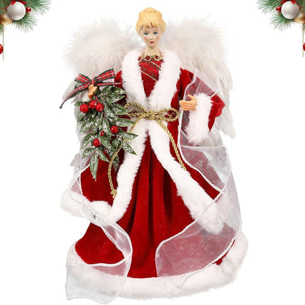 Christmas Tree Angel Tops Decorative Ornaments with White Feather Wings.