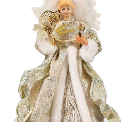 Christmas Tree Angel Topper with White Feather Wings Decorative Ornament.