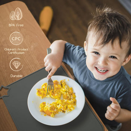 Silicone Baby Placemat 2-Pack Non-Slip Washable BPA-Free for Kids Light Mauve Skin Tones.