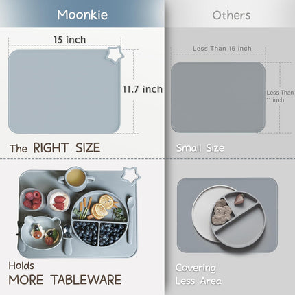Silicone Baby Placemat 2-Pack Non-Slip Washable BPA-Free for Kids Light Mauve Skin Tones.