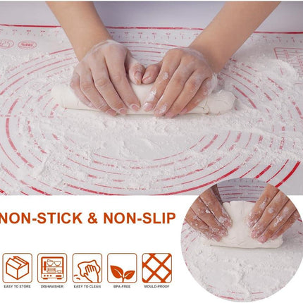 Non-stick rolling pin, 70×50cm silicone rolling pin, non-slip silicone baking mat, food plate, cake mat, cake mat, cake/pizza mat 70*50CM - red.