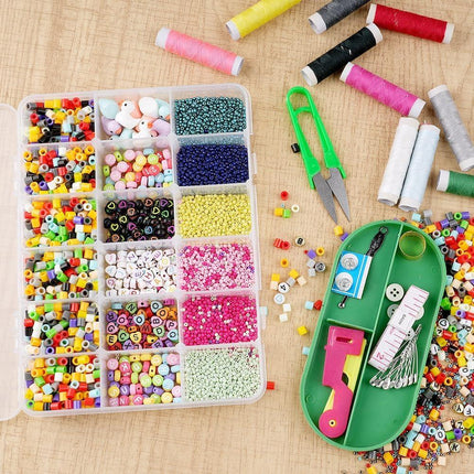 18-Compartment Snack Box, 2 Pieces Snack Plates with Lids for Candy, Nuts, Snacks, Adjustable Plastic Storage Box for Jewelry, Transparent Sorting Boxes 18 compartments-2 pieces.