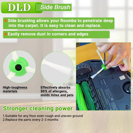 Replacement Parts for iRobot Roomba E, I and J Series - Includes Multi-Surface Rubber Brush & High Performance Filter 1+1.