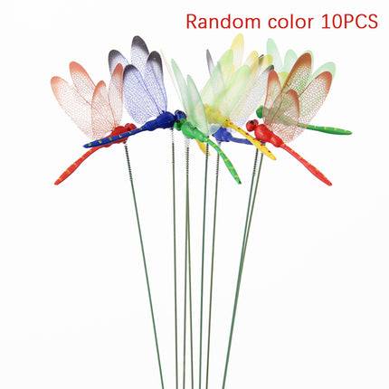 Dragonfly Insert Sticks 10pcs Multicolor Simulation Decoration with Dragonflies.