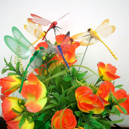 Dragonfly Insert Sticks 10pcs Multicolor Simulation Decoration with Dragonflies.