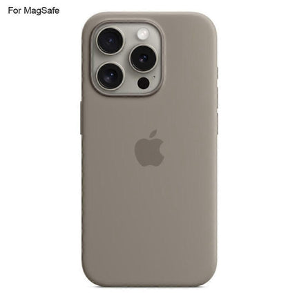 Compatible with iPhone 15 Pro Ultra Thin MagSafe Silicone Case Grey.