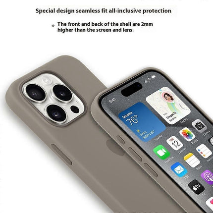 Compatible with iPhone 15 Pro Ultra Thin MagSafe Silicone Case Grey.
