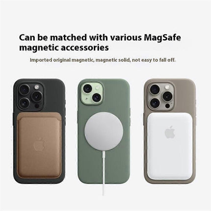 Compatible with iPhone 15 Pro Ultra Thin MagSafe Silicone Case Grey.