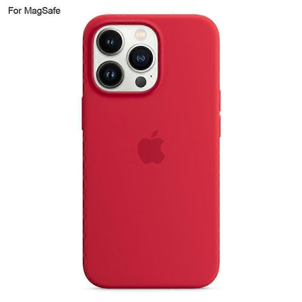 iPhone 14 Pro MagSafe Compatible Liquid Silicone Phone Case with Popover Grip, Perfect Red, MGF Red.