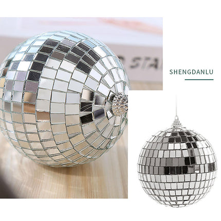 Silver Disco Ball Party Decorations 6/12 pcs Mini Plastic Ornaments with Silver_MGF 6CM.