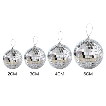 Silver Disco Ball Party Decorations 6/12 pcs Mini Plastic Ornaments with Silver_MGF 6CM.