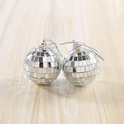 Silver Disco Ball Party Decorations 6/12 pcs Mini Plastic Ornaments with Silver_MGF 6CM.
