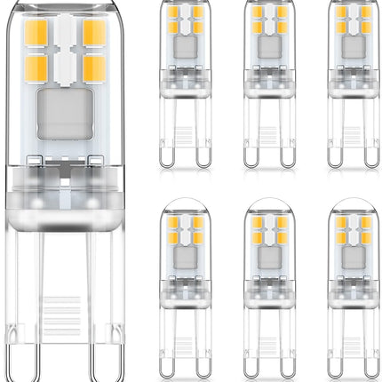 G9 LED Bulbs 1.5W Equivalent to 20W Halogen, 4000K Natural White Light, Non-Dimmable Mini Bulbs, 6-Pack Compatible with MGF.