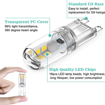 G9 LED Bulbs 1.5W Equivalent to 20W Halogen, 4000K Natural White Light, Non-Dimmable Mini Bulbs, 6-Pack Compatible with MGF.