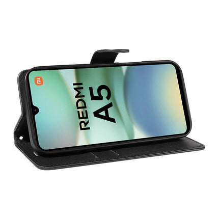 Xiaomi Redmi A5 4G Leather Wallet Case with Card Slots, PU Leather Cover, MGF Black Color, Compatible with Xiaomi.