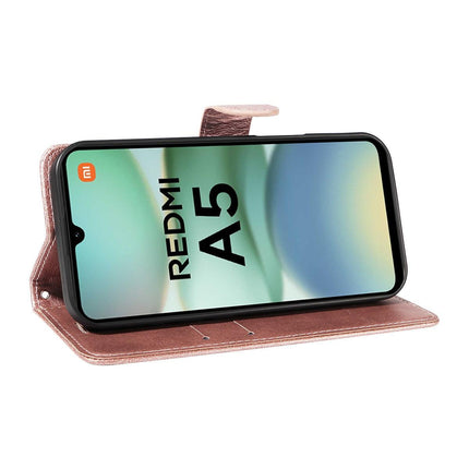 Xiaomi Redmi A5 4G PU Leather Wallet Case Compatible with SKALO MGF Pink Gold.