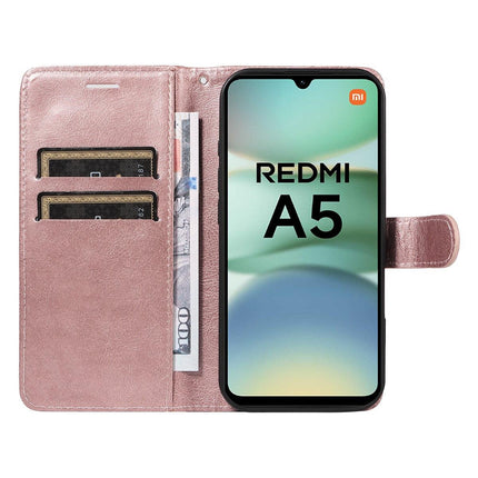 Xiaomi Redmi A5 4G PU Leather Wallet Case Compatible with SKALO MGF Pink Gold.