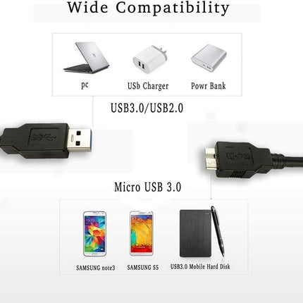 USB 3.0 Cable WD Seagate Toshiba Samsung PortablCompatible with e Hard Drives, A to Micro-B Cable 1m.
