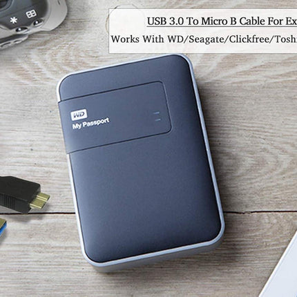 USB 3.0 Cable WD Seagate Toshiba Samsung PortablCompatible with e Hard Drives, A to Micro-B Cable 1m.