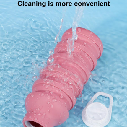 Collapsible Water Bottles, Reusable Water Bottle with Buckle, 600ml Silicone Leakproof Portable Bottle for Gym Camping Hiking Sports Outdoors, Travel Essentials for Flying Cruise Ship, Black.