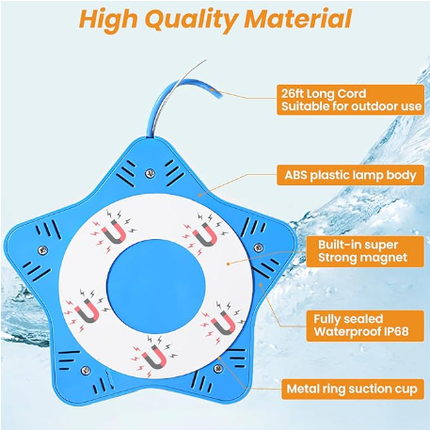 LED swimming pool light, supports APP control, 10W, 150mm diameter, 108 LED beads, dimmable underwater light, IP68 waterproof, 12V color-changing pool light, suitable for above-ground swimming pools..