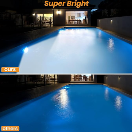 LED swimming pool light, supports APP control, 10W, 150mm diameter, 108 LED beads, dimmable underwater light, IP68 waterproof, 12V color-changing pool light, suitable for above-ground swimming pools..